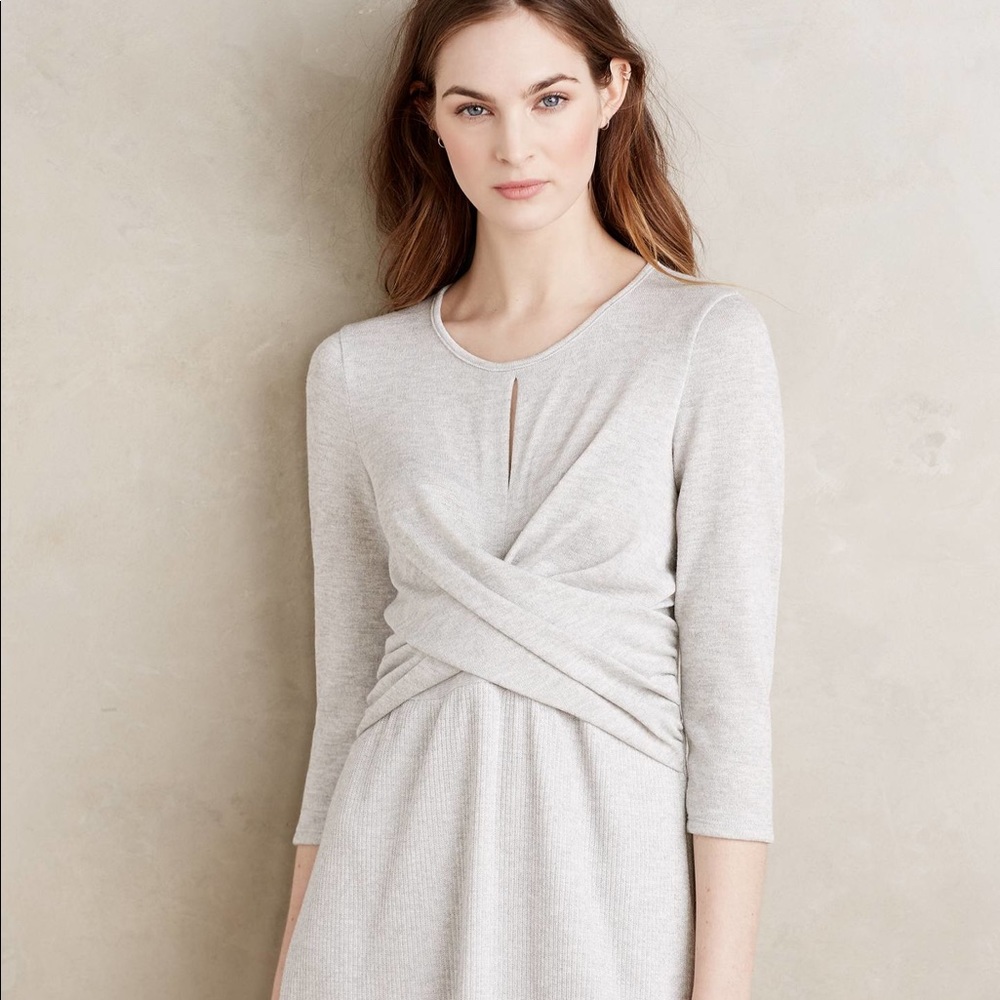 Anthropologie Adami Crosswrap Dress Light Grey